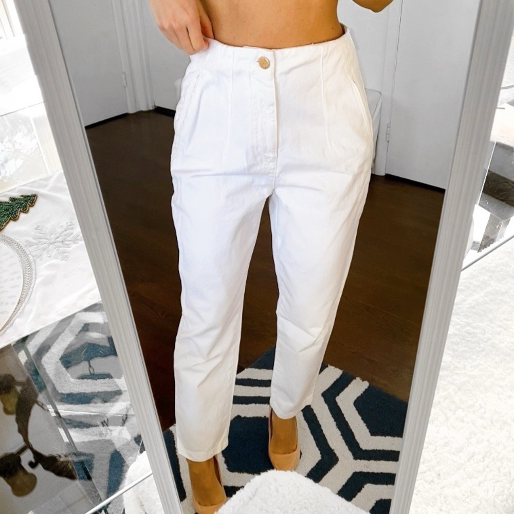 🐚 ZARA WHITE HIGH RISE BAGGY JEANS! - Picture 2 of 12